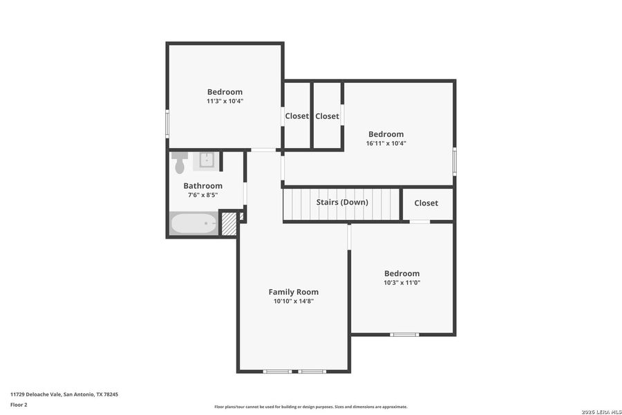 2D floor plan layout of this home in Laurel Vistas, San Antonio, TX (Image 5).