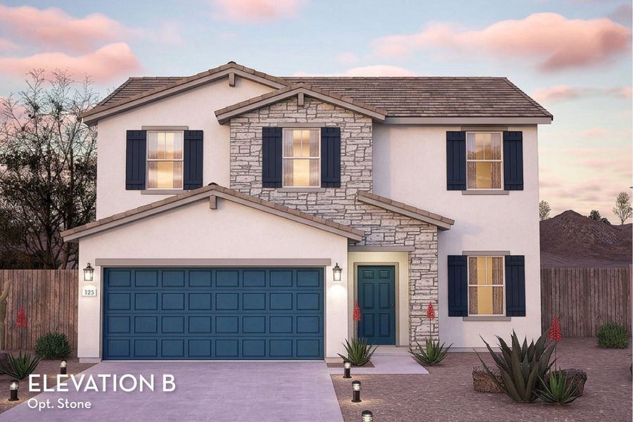 Representative exterior photo of a completed home built from the Rio Grande by CastleRock Communities in Hayden Estates, Buckeye, AZ (Image 2).