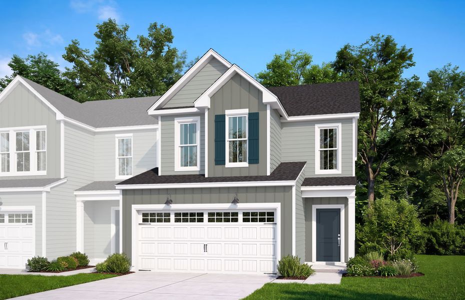 Representative exterior photo of a completed home built from the Hayden by Pulte Homes in Broadmoor, Wake Forest, NC (Image 19).