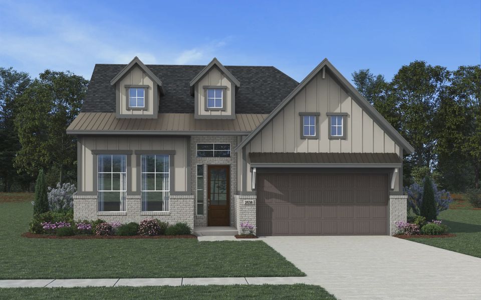 Representative exterior photo of a completed home built from the Lauren by Chesmar Homes in Prominence 50's, San Antonio, TX (Image 2). Representative exterior photo of a completed home built from the Lauren by Chesmar Homes in Prominence 50's, San Antonio, TX (Image 2).