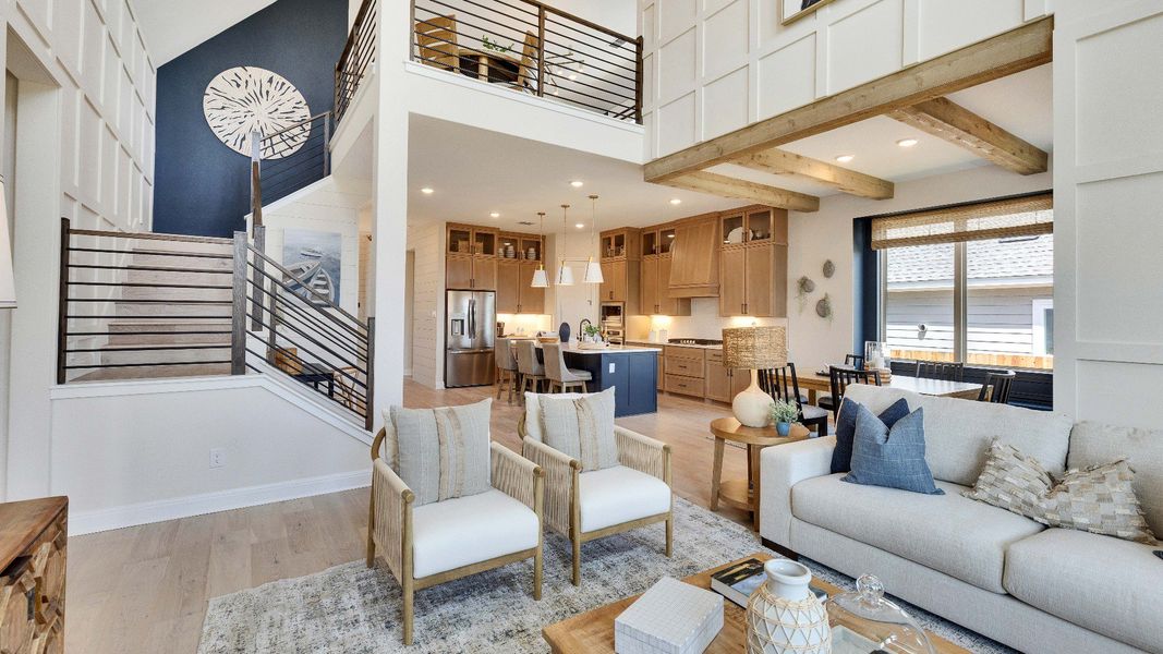 Representative furnished interior of a home built from the Rosewood by DRB Homes in Sunfield, Buda (Image 6). Representative furnished interior of a home built from the Rosewood by DRB Homes in Sunfield, Buda (Image 6).