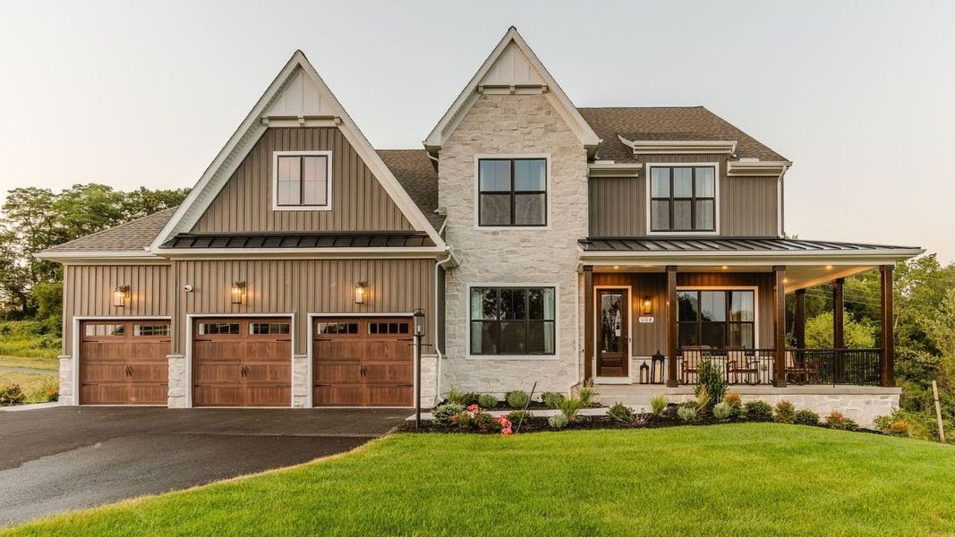 Representative exterior photo of a completed home built from the Nottingham by Keystone Custom Homes in McLean South Shore, Belmont, NC (Image 20).