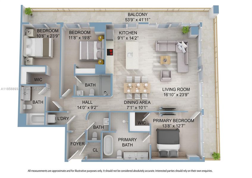 2D floor plan layout of this home in Mr. C Residences, Miami, FL (Image 3).