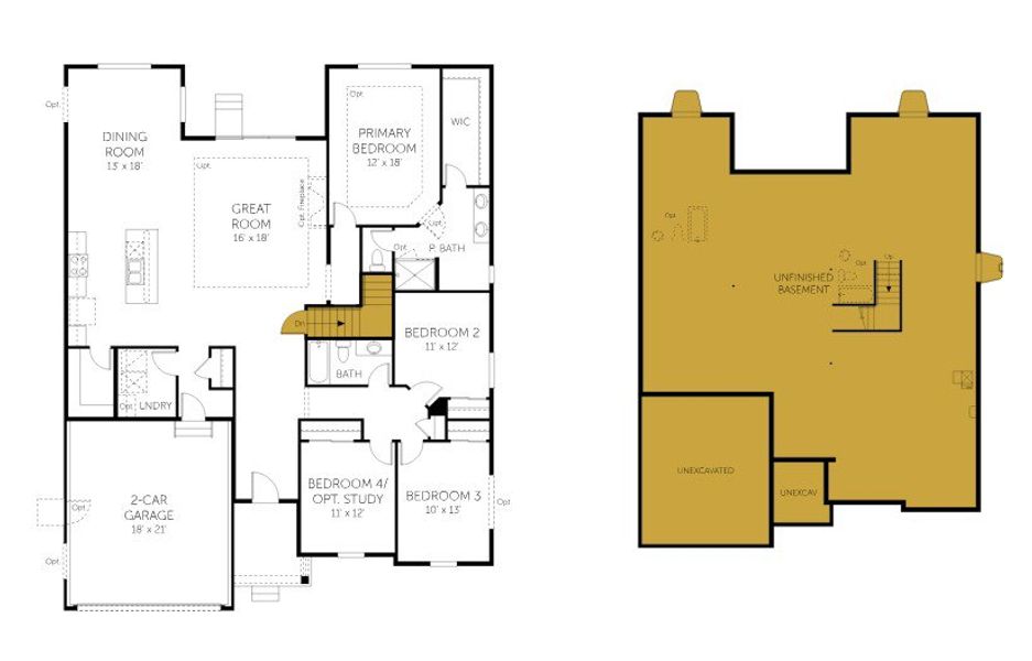 2D floor plan layout for the Fleming - 60' Homesites by Dream Finders Homes in Farmstead, Berthoud, CO (Image 3).