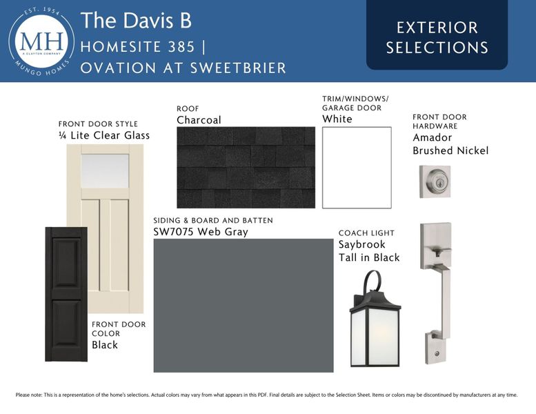 Sample of building materials used in homes in Ovation at Sweetbrier, Durham (Image 9).
