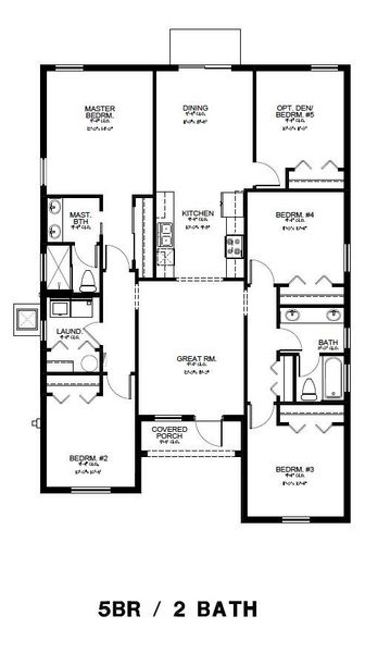 5 bed 2 bath Floor Plan