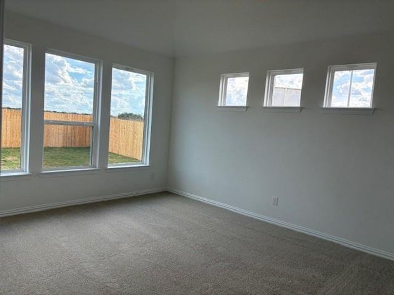 Carpeted empty room with baseboards Carpeted empty room with baseboards