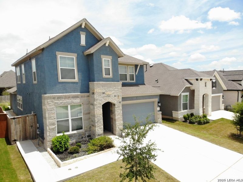 Front exterior of a new home in Ladera - High Point 45', San Antonio, TX, highlighting curb appeal (Image 21).