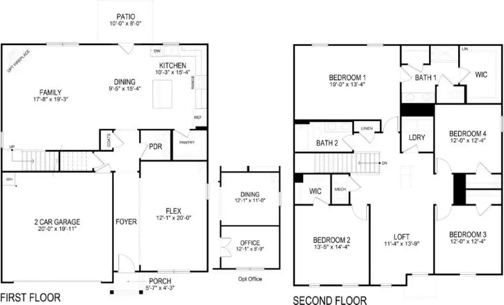 2D floor plan layout of this home in Hawks Landing, Apison, TN (Image 2). 2D floor plan layout of this home in Hawks Landing, Apison, TN (Image 2).