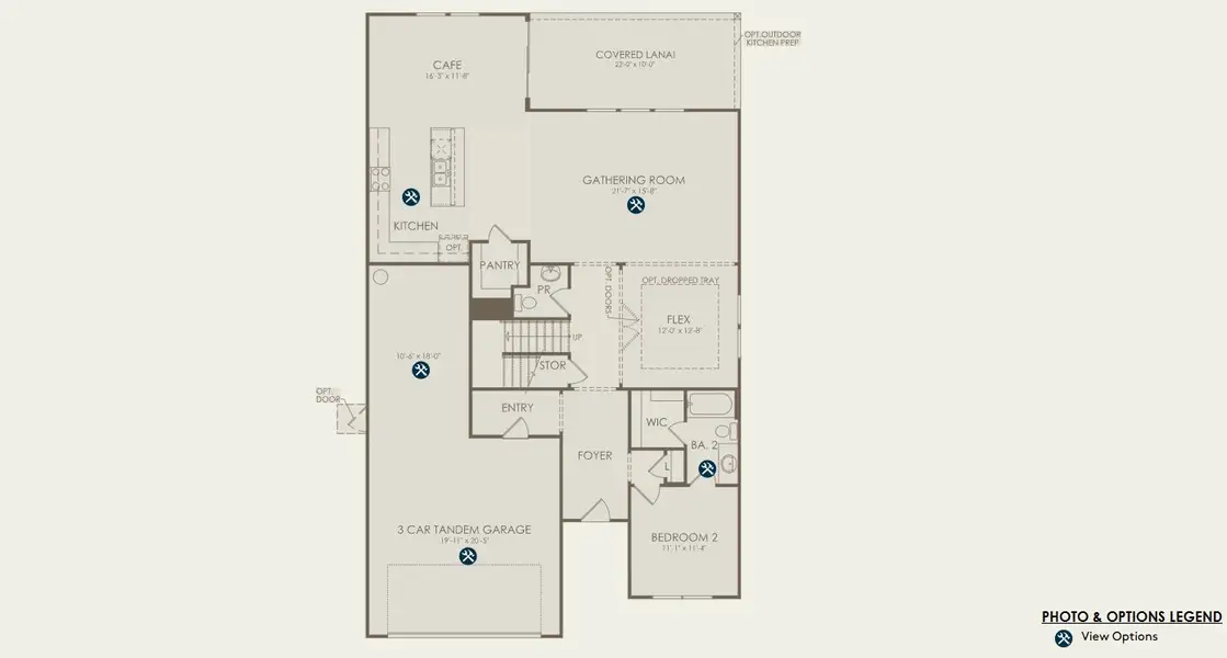 2D floor plan layout for the Yorkshire by Pulte Homes in Seminole Palms, Palm Coast, FL (Image 5).