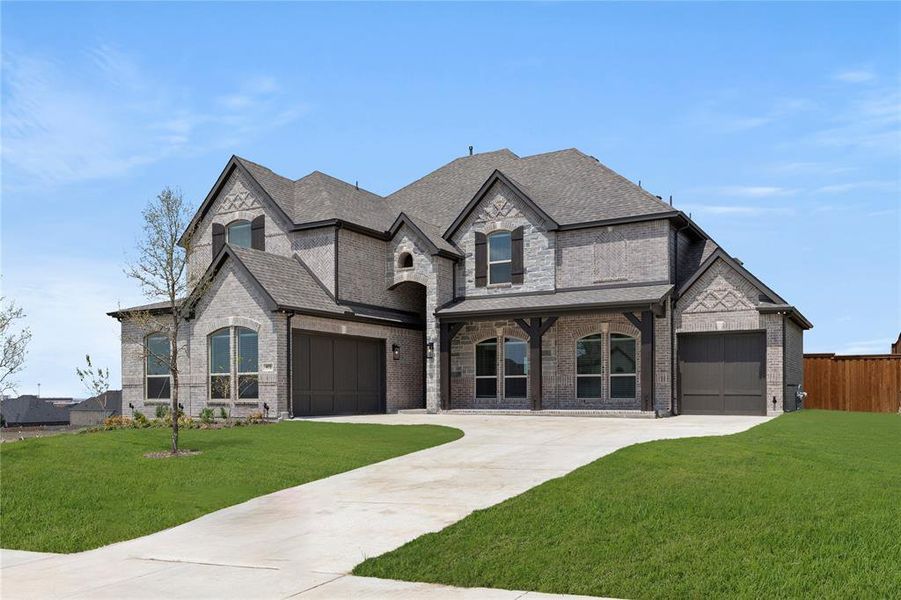Front exterior of a new home in Cambridge Estates, Prosper, TX, highlighting curb appeal (Image 20).