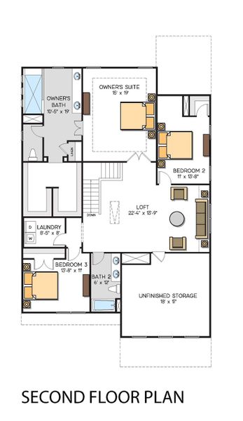 2D floor plan layout for the Pinehurst with 3rd Floor Retreat by Greybrook Homes in Edmunds Farm, Clover, SC (Image 6). 2D floor plan layout for the Pinehurst with 3rd Floor Retreat by Greybrook Homes in Edmunds Farm, Clover, SC (Image 6).