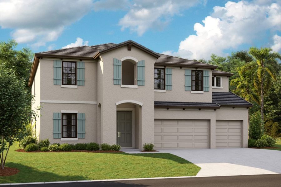 Representative exterior photo of a completed home built from the Westshore II by Homes by WestBay in Pasadena Ridge, Pasadena Hills, FL (Image 2).