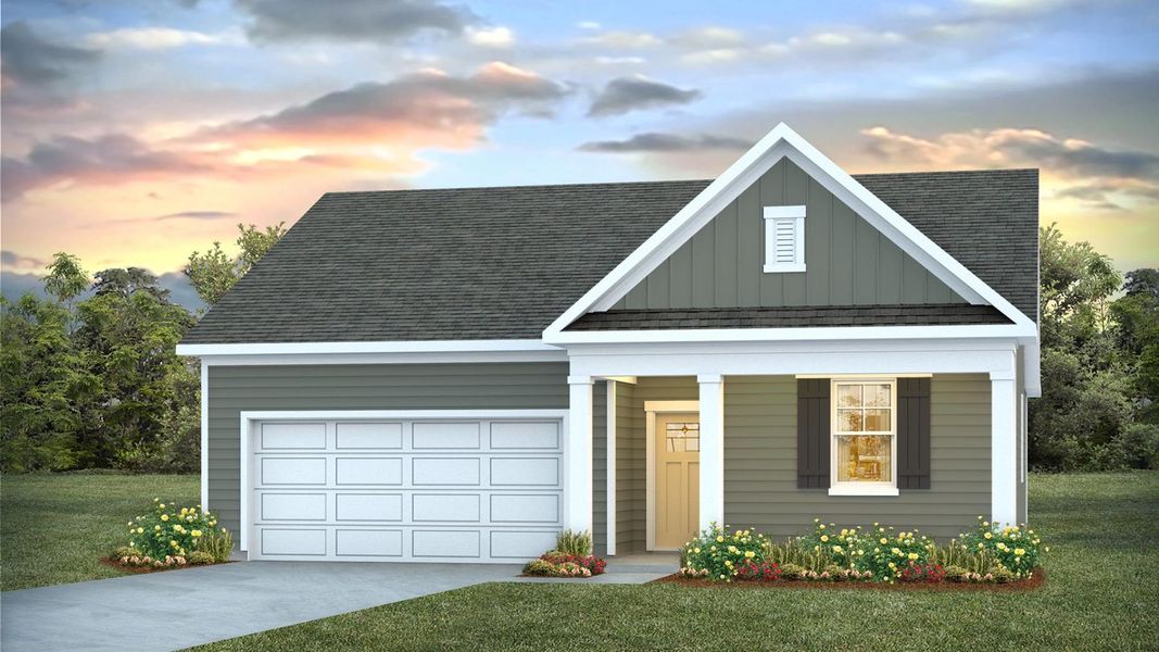 Front exterior of a new home in Cedar Hill Landing, Navassa, NC, highlighting curb appeal (Image 1).