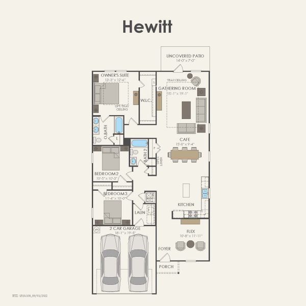 2D floor plan layout of this home in Patterson Ranch, Georgetown, TX (Image 3).