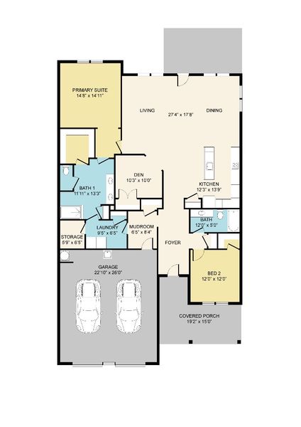 2D floor plan layout for the Torino by Epcon Communities in The Villas at Pinewood, Asheboro, NC (Image 23).
