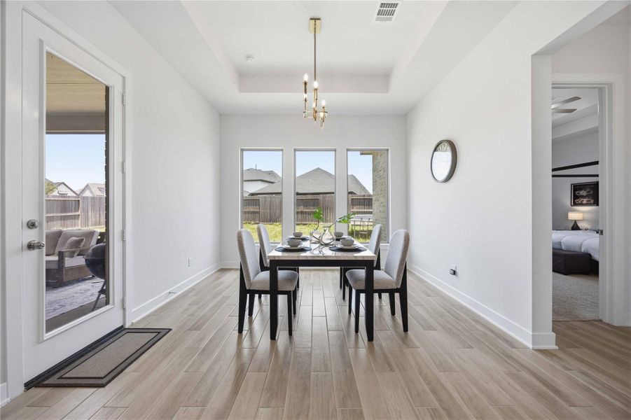 An elegant dining environment designed to accommodate everything from casual family dinners to memorable celebrations.