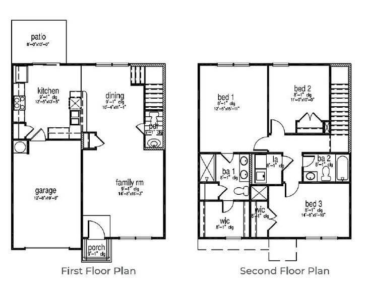 2D floor plan layout for the Brandon by D.R. Horton in Cobblestone Village, Savannah, GA (Image 3).