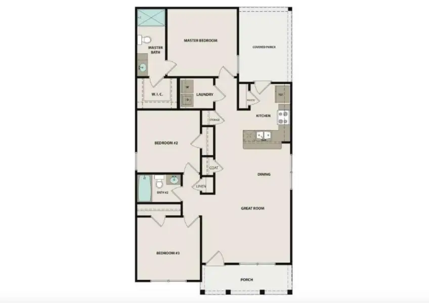 2D floor plan layout for the Dogwood A by McGuinn Homes in Reserves at Mill Creek, Columbia, SC (Image 3).