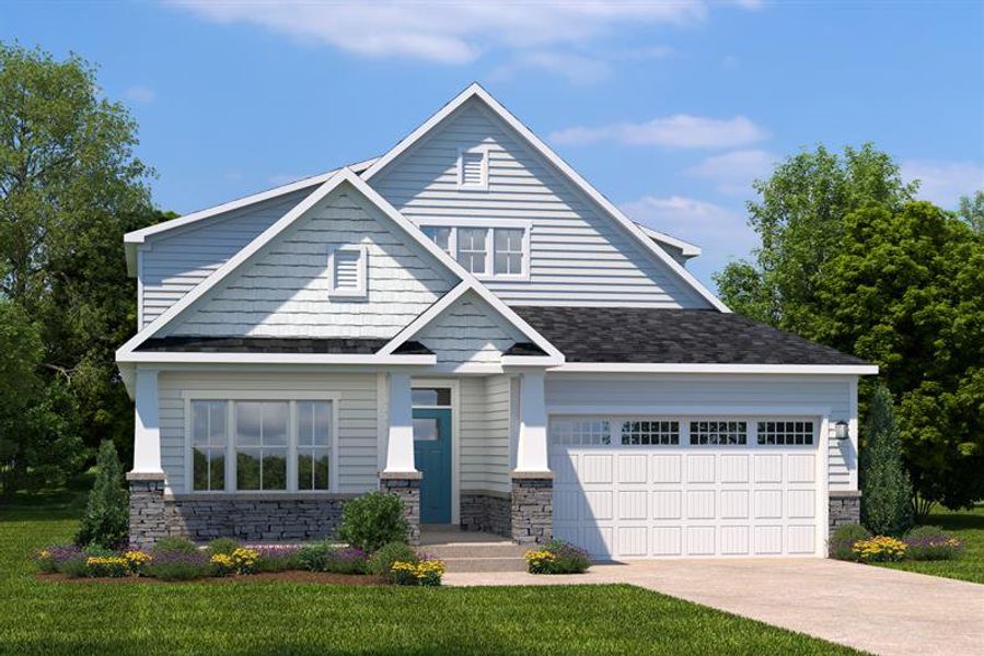 Representative exterior photo of a completed home built from the Palladio 2-Story by Ryan Homes in Hope Pointe Single Family Homes, North Myrtle Beach, SC (Image 1).