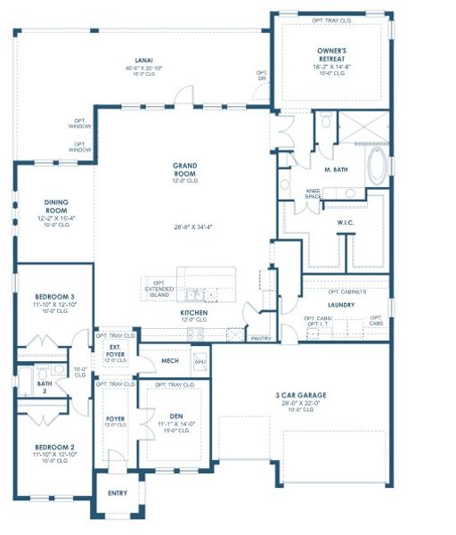 2D floor plan layout for the Key West I by Homes by WestBay in Pasadena Ridge, Pasadena Hills, FL (Image 3).