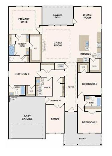 2D floor plan layout of this home in Grand Oaks, Mont Belvieu, TX (Image 2). 2D floor plan layout of this home in Grand Oaks, Mont Belvieu, TX (Image 2).