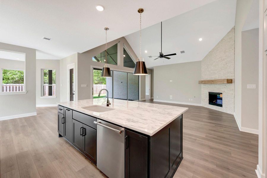 This open design allows you to be in the Kitchen but be a part of what's going on in your home!