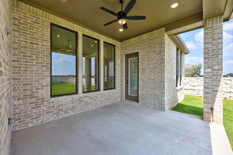 Exterior details and patio area of a home in Santa Rita Ranch: 90ft. lots, Liberty Hill (Image 20).