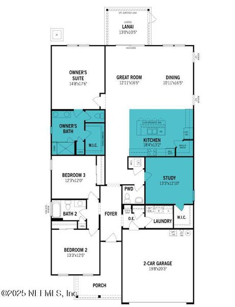 2D floor plan layout of this home in Lakes at Bella Lago, Green Cove Springs, FL (Image 3).