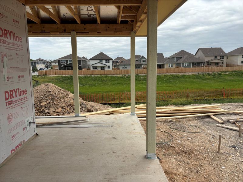 Exterior details and patio area of a home in Covered Bridge, Hutto (Image 3).