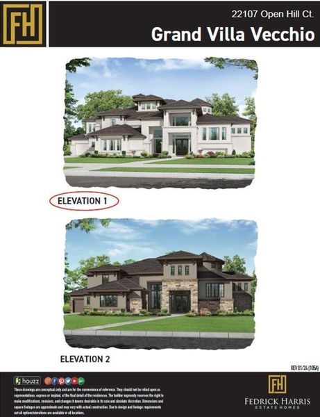 This impressive Grand Villa Vecchio home includes Elevation 1 that has sleek, modern lines combining with elegance. This impressive Grand Villa Vecchio home includes Elevation 1 that has sleek, modern lines combining with elegance.