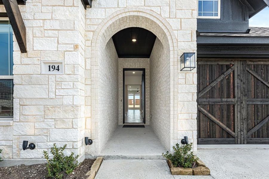 Exterior details and patio area of a home in Sunrise at Garden Valley, Waxahachie (Image 24).