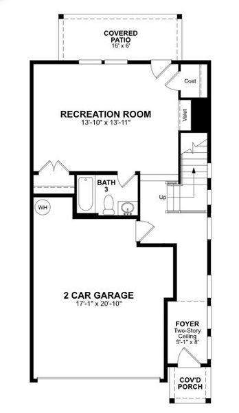 2D floor plan layout of this home in Towne Village at Suwanee Dam, Sugar Hill, GA (Image 3).