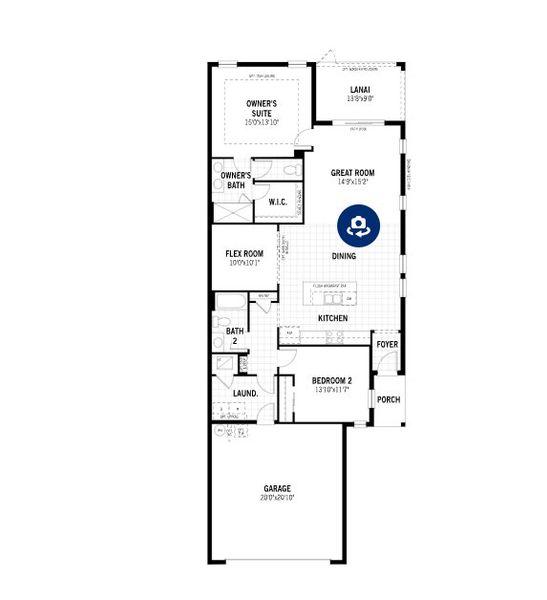 2D floor plan layout for the Oceana by Mattamy Homes in Bonavie Cove, Fort Myers, FL (Image 3).