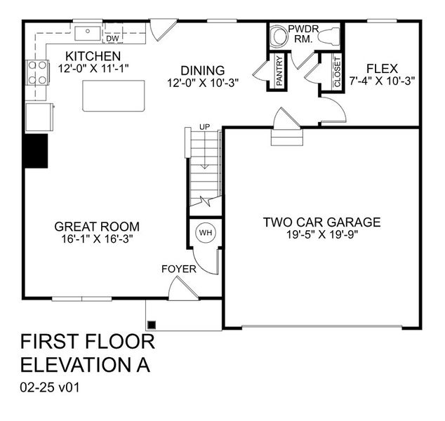 2D floor plan layout for the Cedar by Ryan Homes in Coopers Mill, Westminster, SC (Image 3).