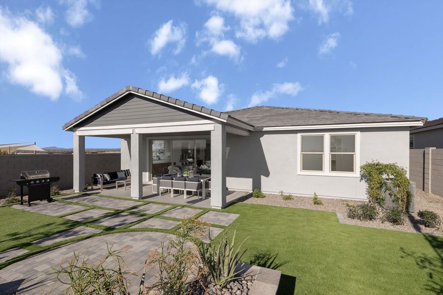 Representative exterior details of a home built from the 2578 Modeled by KB Home in Mesquite at Teravalis, Buckeye (Image 3).