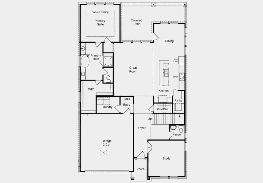 2D floor plan layout for the Balcones by Taylor Morrison in Village Grove, Dripping Springs, TX (Image 3).