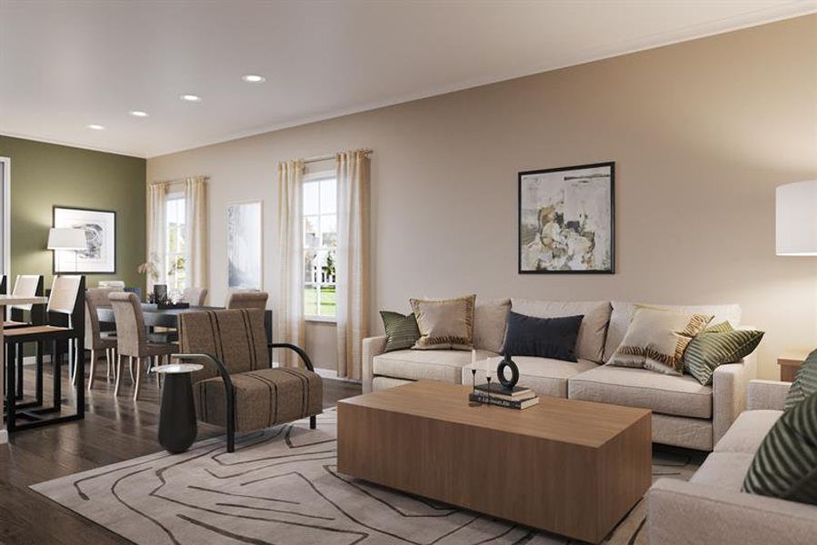 Representative furnished interior of a home built from the Mayport by Ryan Homes in Seminole Palms Townhomes, Palm Coast (Image 9).