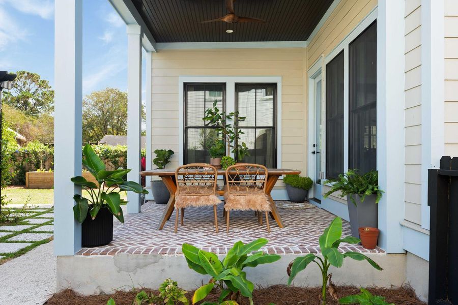 Exterior details and patio area of a home in , Charleston (Image 38).