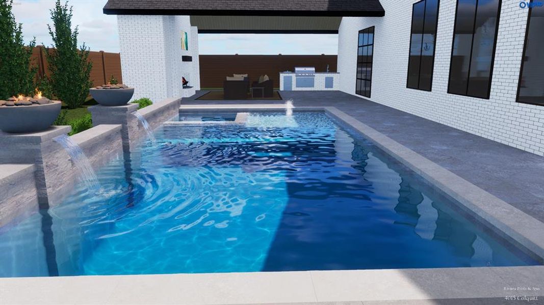 This is an artistic rendering only. A pool can be priced and installed through the builder's preferred vendor. It is not included in the list price.