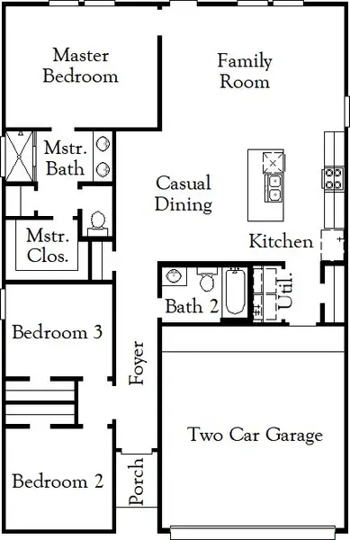 2D floor plan layout for the Potter by Coventry Homes in Riverbend at Double Eagle, Cedar Creek, TX (Image 3).