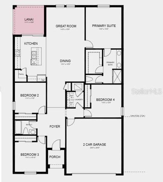 2D floor plan layout of this home in Scenic Terrace, Lake Hamilton, FL (Image 3).
