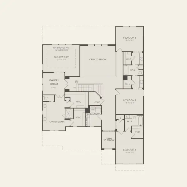 2D floor plan layout for the Roseland by Pulte Homes in Stonehill, Howey-in-the-Hills, FL (Image 5).