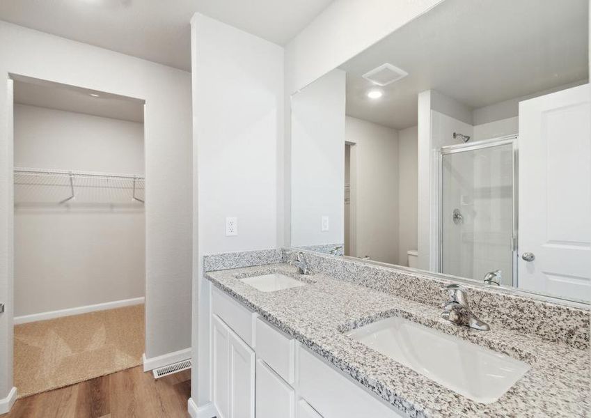 The master bathrom of the Laramie has dual sinks.