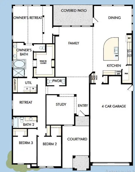 2D floor plan layout for the The Copia by David Weekley Homes in Tamber at Soleo, San Tan Valley, AZ (Image 3).