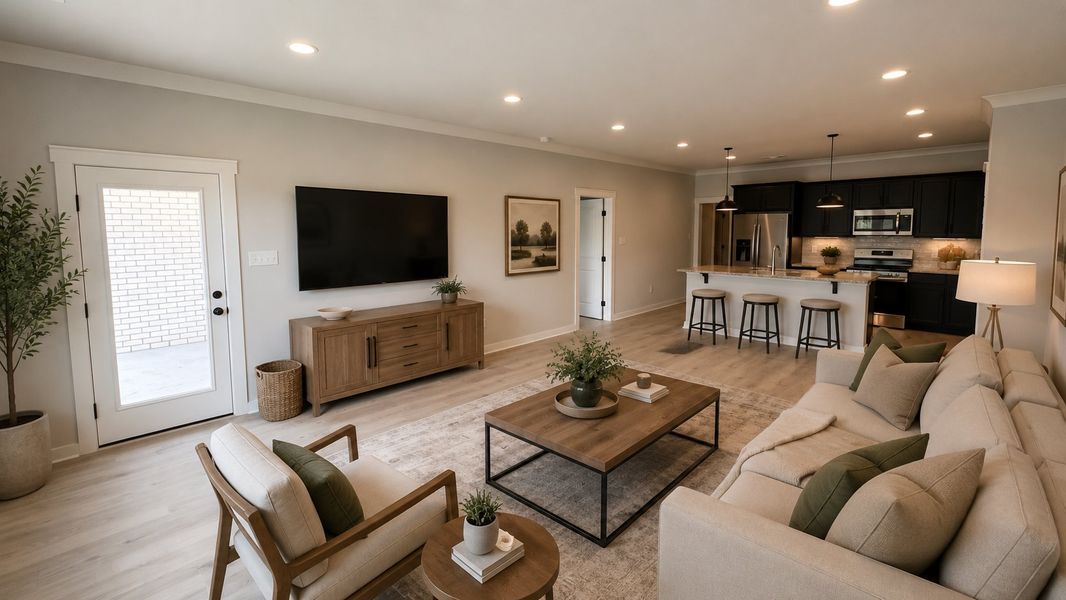 Furnished interior view inside a new home in The Greens at Legacy Townhomes, Springfield (Image 7). Furnished interior view inside a new home in The Greens at Legacy Townhomes, Springfield (Image 7).