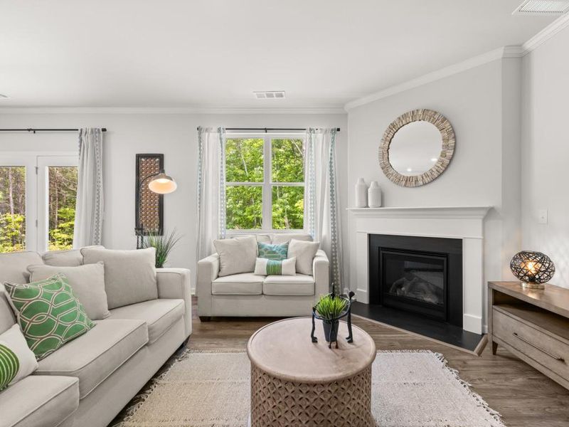 Furnished interior view inside a new home in Parkside at Carter Grove, Cartersville (Image 5). Furnished interior view inside a new home in Parkside at Carter Grove, Cartersville (Image 5).