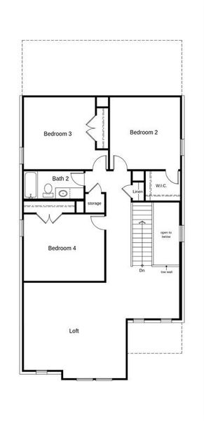 This floor plan features 4 bedrooms, 2 full baths, 1 half bath, and over 2,400 square feet of living space.