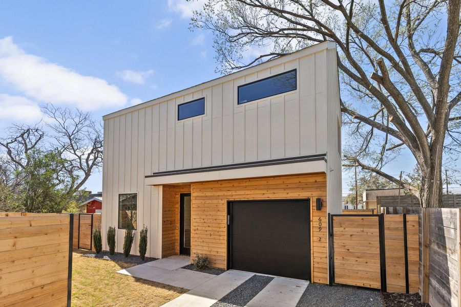 Garage with fence