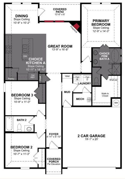 2D floor plan layout of this home in Whitewing Trails, Princeton, TX (Image 3).